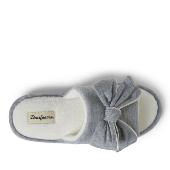Dearfoams Gray Lydia Pajama Slide With Bow, Women’s Size Small US 5-6/ EU 36-37. - Picture 2 of 7